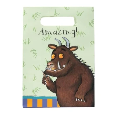 Image of Smiffys The Gruffalo Tableware Party Bags x8, 12.5x17.5x5.8 cm, Official License with Sturdy Handles &amp; Classic Book Quotes for Birthday Parties, Perfect Parties or Events