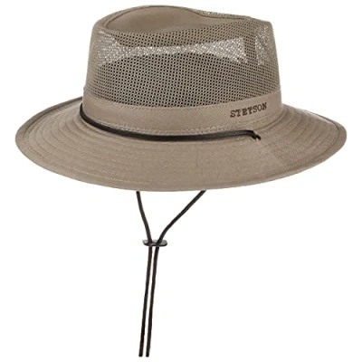 Image of Stetson Takani Safari hat Women/Men Made of Cotton Fabric with Factor 30 UV Protection Sun a Chin Strap Crushable mesh Insert Beige L (58 59 cm)