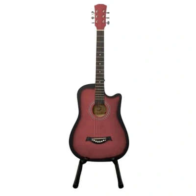Image of 38 Inch Full Size Acoustic Guitar Classical Cutaway Design Hardwood Finish &amp; Steel Strings with Bag (Coffee/Red)