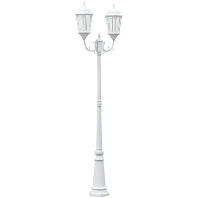Image of vidaXL Garden Light Post 2 Lamp E27 White 235 cm Aluminium