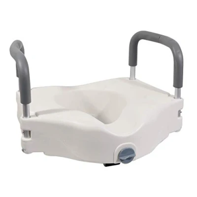 Image of Aidapt 150mm (6&quot;) Elevation Raised Comfortable Toilet Seat with Arms Easy Fit White