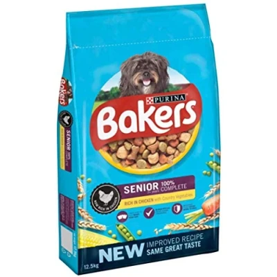 Image of Bakers 2 x Senior Dry Dog Food and Veg, Chicken, 12.44 kg