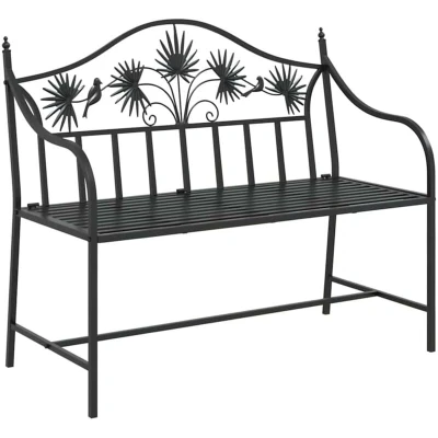 Image of vidaXL Vintage Metal Bench Black Powder Coated Steel Standard Durable