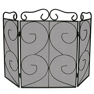 Image of Home Discount Fire Vida Screen 3 Panel, Black