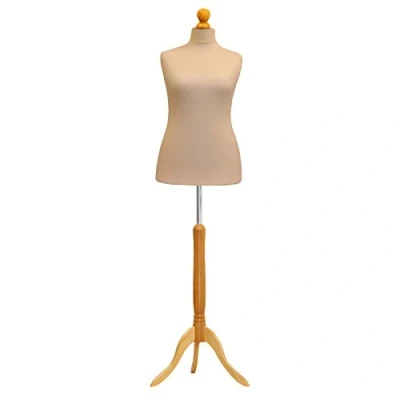 Image of Tailors Dummy Size 16/18 Female Dressmakers Fashion Mannequin Students Cream With Lightwood Stand