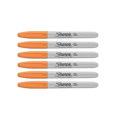Image of Sharpie Permanent Markers Fine Point Orange 6 Count