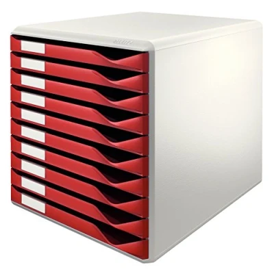 Image of Leitz 52810028 10 A4 Drawer Cabinet, Organiser, Form Set, Bordeaux