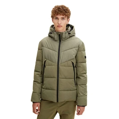 Image of TOM TAILOR Denim Men&#039;s Quilted Jacket with Removable Hood 1012012, 10905 Tree Moss Green, L