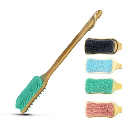 Image of Rexzono Silicone Back Scrubber for Shower, Exfoliating Body Scrubber, Bath Brush Long Handle, Loofah, Shower