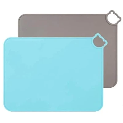 Image of Silicone Placemats for Kids Baby,Dishwasher Safe Table Mats,Toddlers Portable Food Mat Travel Set of 2 (Gary Blue)