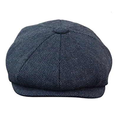 Image of Infinity Leather Mens Peaky Blinders Tweed Gatsby Hat Blue Size Large