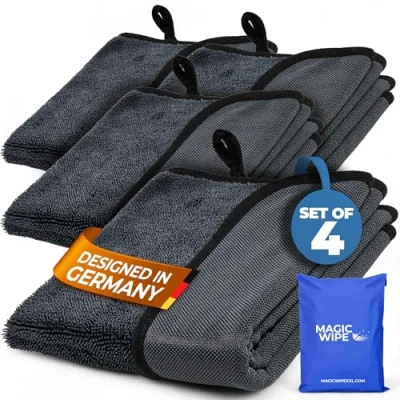 Image of MAGIC WIPE® Bathroom Drying Cloth XXL 4 Pack 40 x 60 cm Original All Purpose Microfibre Cleaning Streak &amp; Lint Free Cloth, Premium Quality Towel for Bathrooms, Kitchen, Mirrors, Car