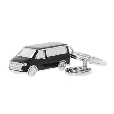 Image of BRISA VW Collection Volkswagen 3D Metal Keyring Keychain Accessory in T5/T6 Bus Campervan Design (Classic Bus/Black)
