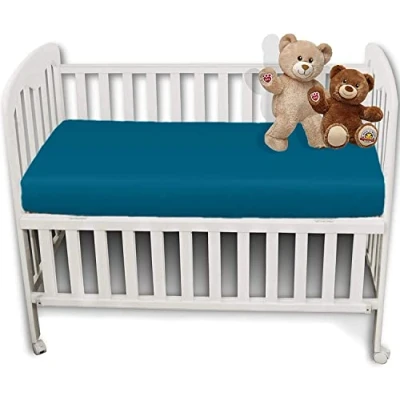 Image of 2 x AmigoZone Pollyotton Cot Bed Fitted Sheet (Teal, (Cot 60 120cm))