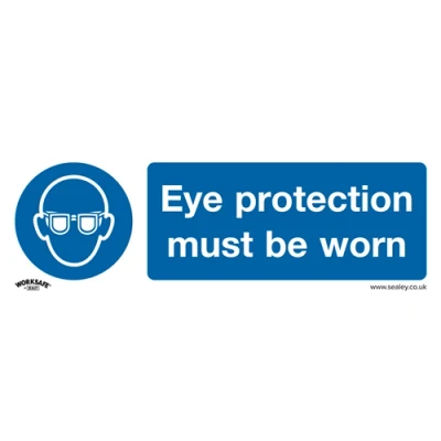 Image of Worksafe Mandatory Safety Sign Eye Protection Must Be Worn Self Adhesive Vinyl Pack of 10