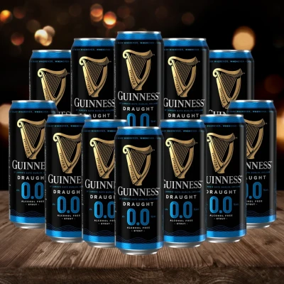 Image of Guinness Draught Alcohol Free Stout 440ml Cans (12 Pack) 0.0% ABV Beer Gifts For Men, Birthday Men and Women, Her, Non Alcoholic Beers Lagers Offers