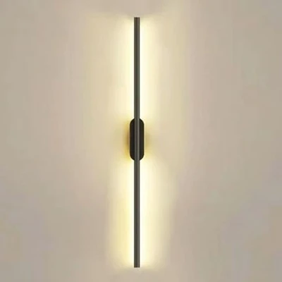 Image of Klobvtt Linear Wall Sconce Lighting Minimalist Black Light Fixture Long Strip Mount Lamp, LED Hardwired Sconces Lights for Living Room Decorative Background Lamps