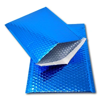 Image of EPOSGEAR 50 Blue Shiny Metallic Foil Bubble Padded Bag Mailing Envelopes Perfect for Marketing, Promotions or and Alternative to Gift wrap (A4 / C4 324mm x 230mm)