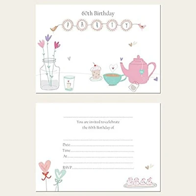 Image of Dotty about Paper Birthday Party Invitations Afternoon Tea Pack of 10 60th (268)