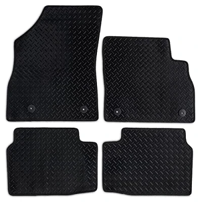 Image of Safe Travel Fully Tailored 3mm Heavy Duty Rubber Car Mats With Black Trim, Safety Clips Set of 4 for Astra (2015 onwards)