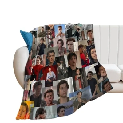 Image of QapLWczK Handsome Tom Holland Blanket Ultra Soft Flannel Fleece Stylish Bedroom Living Room Sofa Warm All Season Use 50&quot;x40&quot;