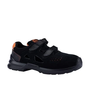 Image of Honeywell King&#039;s KWS201S 6250131 Industrial Leather Sandal, Unisex, Wear Off Indicator, Wide Profile Steel Safety Toecap, Antistatic Sole, Black, 6.5 UK, 39/060