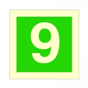 Image of Glow In The Dark Number 9 Sign 100mm x Rigid Plastic