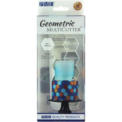 Image of PME Geometric MultiCutter for Cake Design Hexagon, Small Size, 0.75 Inch, White