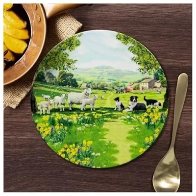 Image of lesser and pavey LP94734 Ceramic Trivet Collie &amp; Sheep design 1 Pc, Multicolor