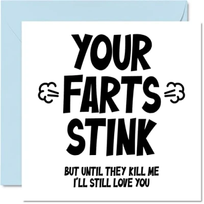 Image of Funny Birthday Card for Him Your Farts Stink Anniversary Boyfriend Partner Fiance, 145mm x Greeting Cards, Valentines Husband from Wife Girlfriend