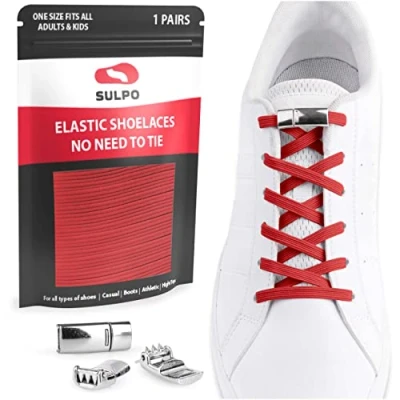 Image of SULPO elastic laces with magnetic closure without ties No tie shoe adult and kids Rubber for trainers, sneakers, converse nad work shoes One Size Adjustable