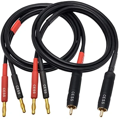 Image of CESS 152 3f Banana Plug to RCA Phono 12AWG Speaker Cable, 2 Pack (3 Feet)