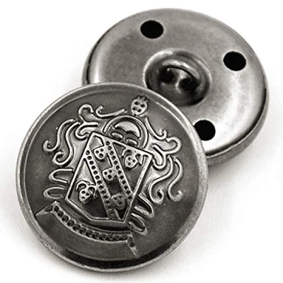Image of Retro Metal Shank Buttons Suit Coat Decorative Fastener Sewing Accessories Pack of 12, Antique Sliver 25mm