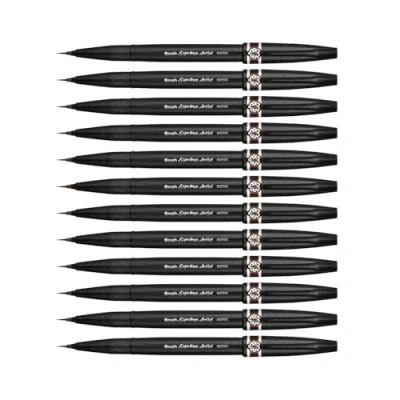 Image of Pentel SESF30 C EX Extra Fine Paint Brushes (Set of 12 Brown