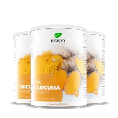 Image of Nature&#039;s Finest by Nutrisslim BIO Curcuma Powder, Certified Organic Turmeric Root (curcumin &gt; 3%), Pure Spice from India, 100% Natural 150g NO ADDITIVES, VEGAN