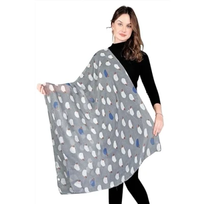Image of London Scarfs Hedgehog Print Design Lightweight Scarves for Women Large Size Lady Scarf (Grey)