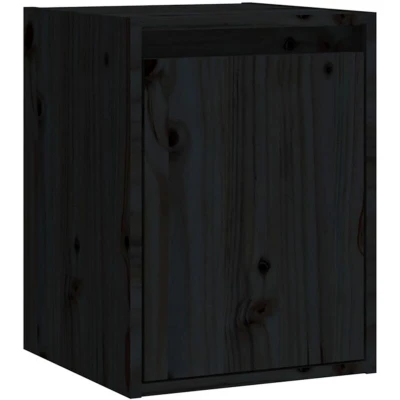 Image of vidaXL Wall Cabinet Black 30x30x40 cm Solid Wood Pine
