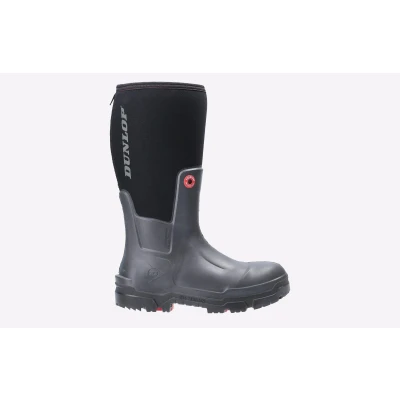 Image of Dunlop Snugboot Pioneer Slip On WATERPROOF Boot Unisex Black Mixed Material Size UK 8