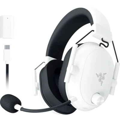 Image of Razer BlackShark V2 Hyperspeed for PC Wireless E Sports Gaming Headset Ultra Lightweight 280g (Super Wideband Microphone, TriForce Titanium 50mm Driver, Sound Isolating foam) White