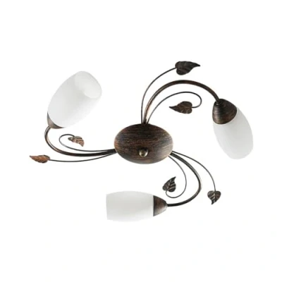 Image of Lindby Vintage Chandelier, Traditional Floral Ceiling Light, Semi Flush Mounted Fixture with 3 Lights, Classic Rustic Lighting for Living Room, Bedroom, Dining Hallway, Metal, Black