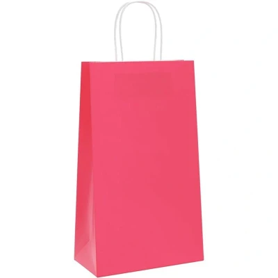 Image of vidaXL Paper Bags 250 pcs with Handles Pink 21x11x36 cm