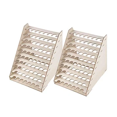 Image of Hellery 75 Holes Paint Pigment Brushes Epoxy Tool Wooden Storage Rack Stand