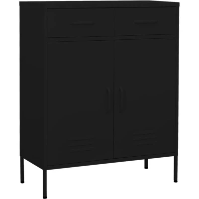 Image of vidaXL Steel Storage Cabinet Durable Organiser with Adjustable Shelves Black 80x35x101.5 cm Ideal for Living Room and Office