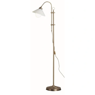 Image of Landlife Task Floor Lamp Old Brass Opal Glass Shade 1x E27