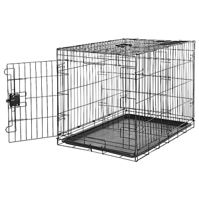Image of Amazon Basics Large Metal Dog Crate/Cage with Tray, Durable and Foldable Cage Single Door, Black, 91cm (36&quot;)