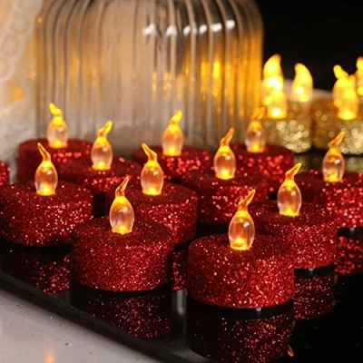 Image of PERZOE 12Pcs LED Candles Flameless Lights Flickering Battery Operated Tea Electric Fake Red