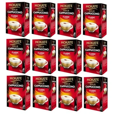 Image of Mokate Gold Classic Cappuccino Coffee Sachets x8 (Pack of 12, Total 96 Sachets)