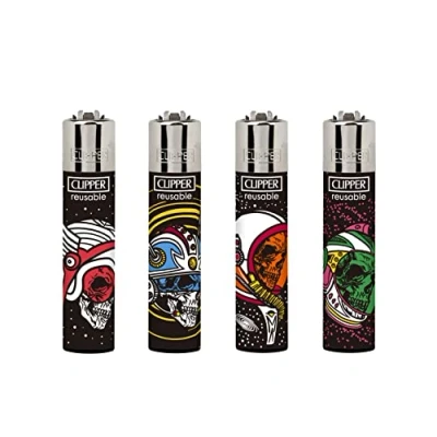 Image of 4 X CLIPPER LIGHTERS (ASTRO SKULLS)