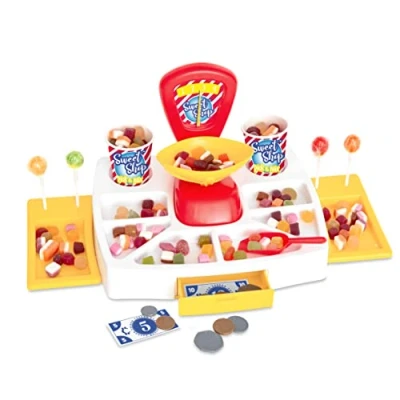Image of Casdon Pick and Mix Sweet Shop. Toy Shop Display Set with Working Scales, Cash Drawer, Pretend Money. Suitable for Preschool Toys. Playset Children Aged 3+