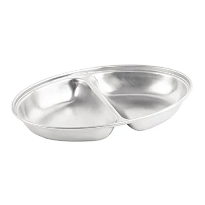 Image of Olympia Oval 8in Vegetable Dish with 2 Division Stainless Steel W/O Lid